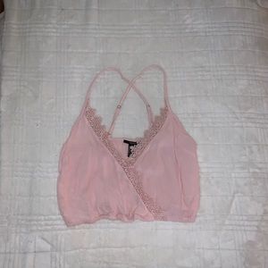 Spaghetti strap baby pink crop top